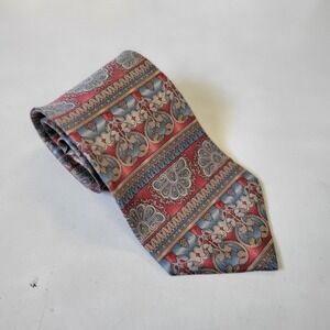 Vintage Oscar de la Renta 100% Silk Paisley Tie Red Made In Usa‎